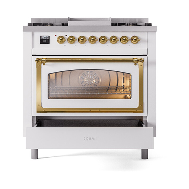 Nostalgie II Noblesse 36 inch Dual Fuel Range with 6 Burners and Griddle UN36FNMPWHGLP