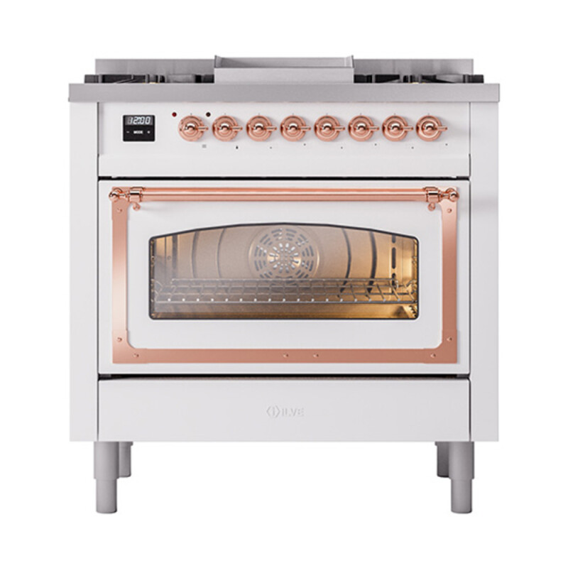 Nostalgie II Noblesse 36 inch Dual Fuel Range with 6 Burners and Griddle UN36FNMPWHP