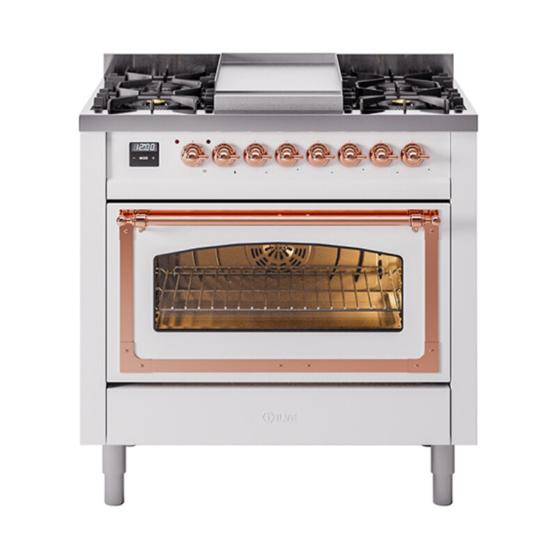 Nostalgie II Noblesse 36 inch Dual Fuel Range with 6 Burners and Griddle UN36FNMPWHPLP