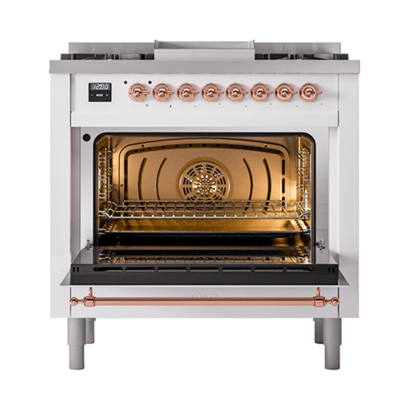 Nostalgie II Noblesse 36 inch Dual Fuel Range with 6 Burners and Griddle UN36FNMPWHPLP