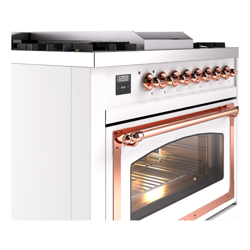 Nostalgie II Noblesse 36 inch Dual Fuel Range with 6 Burners and Griddle UN36FNMPWHPLP