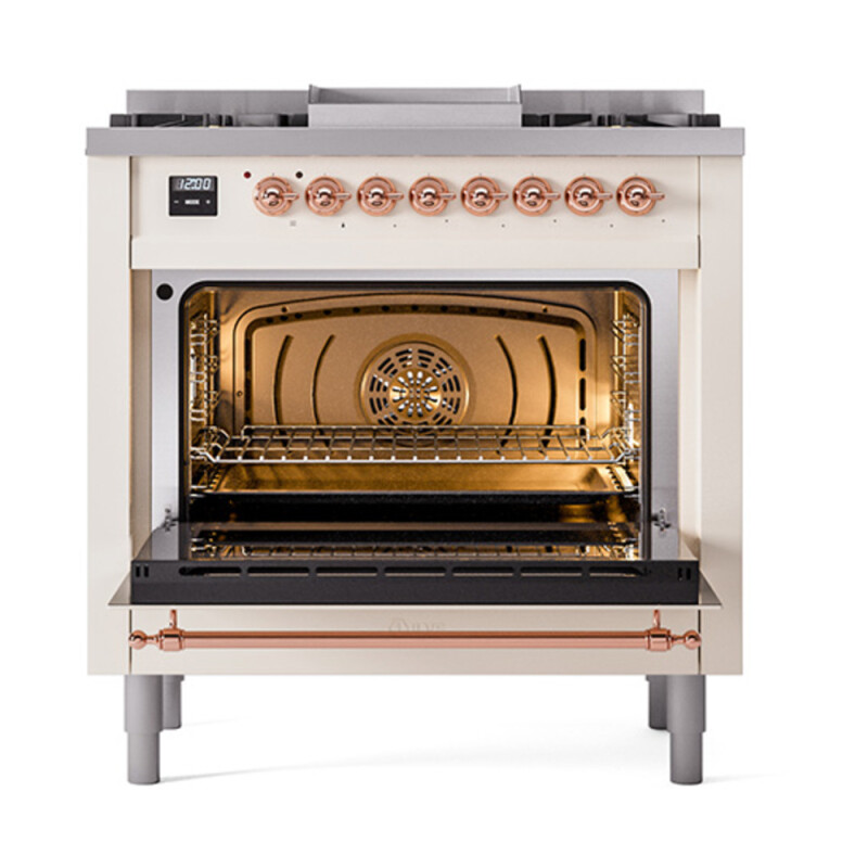Nostalgie II Noblesse 36 inch Dual Fuel Range with 6 Burners and Griddle UN36FQNMPAWPLP