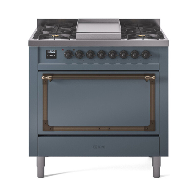Nostalgie II Noblesse 36 inch Dual Fuel Range with 6 Burners and Griddle UN36FQNMPBGBLP