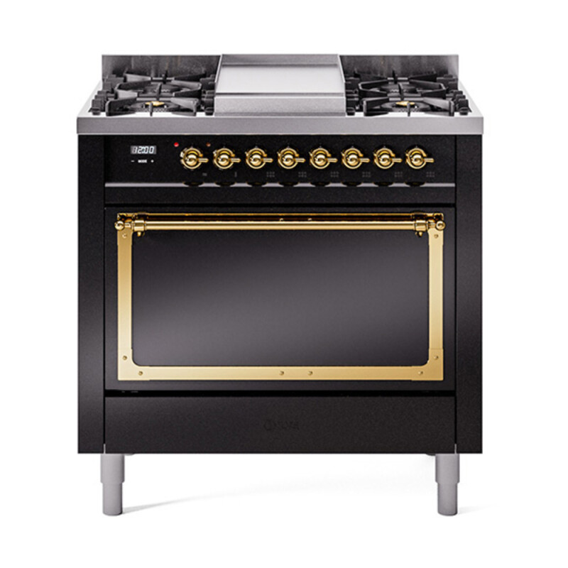 Nostalgie II Noblesse 36 inch Dual Fuel Range with 6 Burners and Griddle UN36FQNMPBKGLP