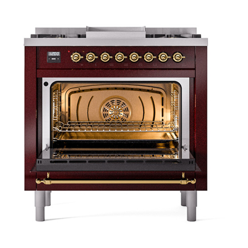 Nostalgie II Noblesse 36 inch Dual Fuel Range with 6 Burners and Griddle UN36FQNMPBUGLP