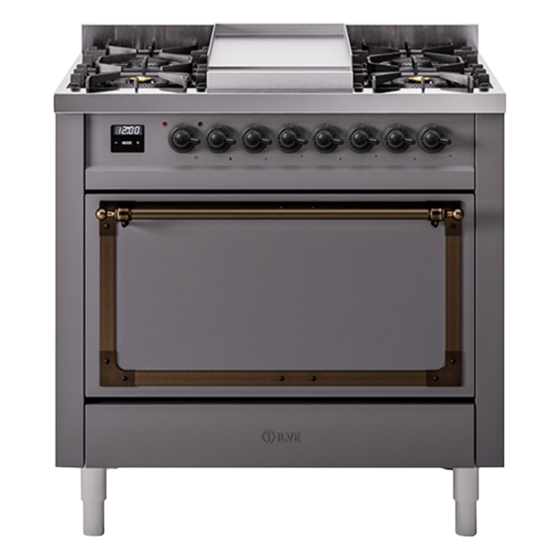 Nostalgie II Noblesse 36 inch Dual Fuel Range with 6 Burners and Griddle UN36FQNMPMGBLP