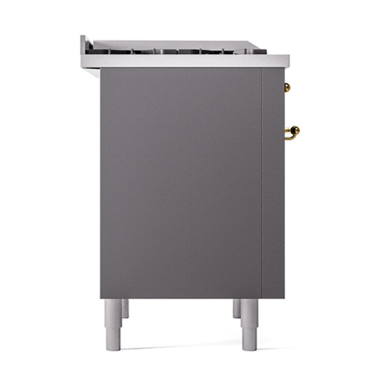 Nostalgie II Noblesse 36″ Dual Fuel Range (Natural Gas, Solid Door, Graphite Matte, Brass) UN36FQNMPMGG