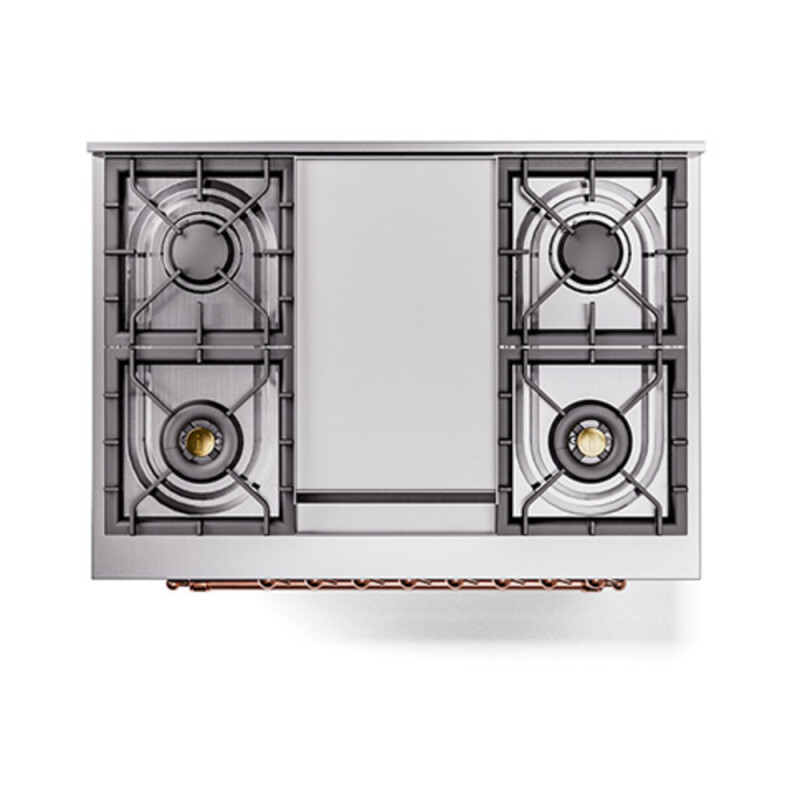 Nostalgie II Noblesse 36″ Dual Fuel Range (Natural Gas, Solid Door, Graphite Matte, Copper) UN36FQNMPMGP