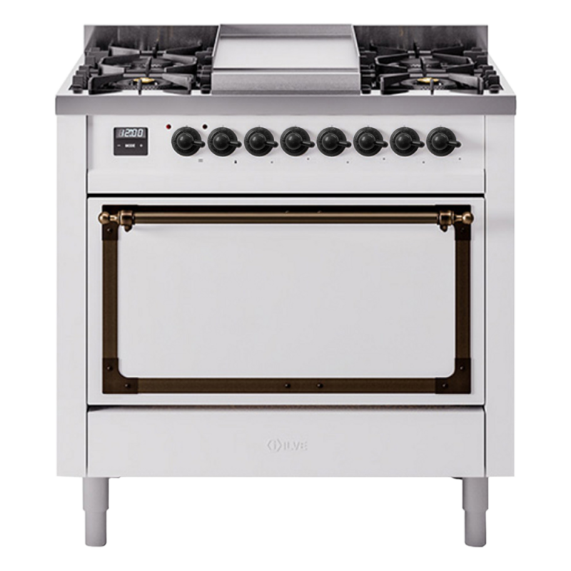 Nostalgie II Noblesse 36 inch Dual Fuel Range with 6 Burners and Griddle UN36FQNMPWHB