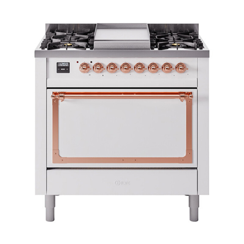 Nostalgie II Noblesse 36 inch Dual Fuel Range with 6 Burners and Griddle UN36FQNMPWHP