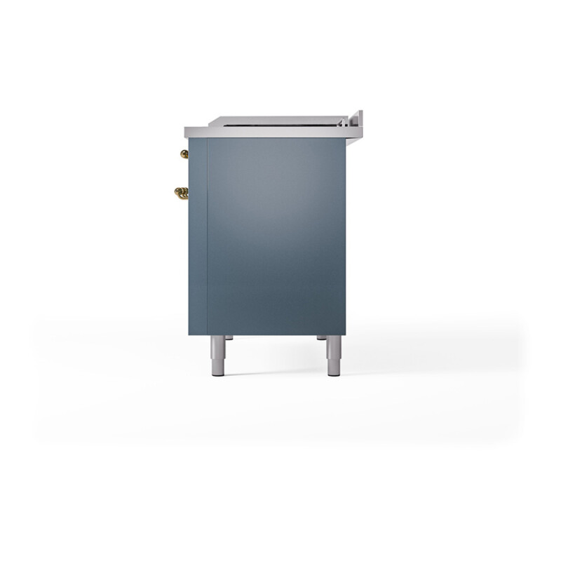 Nostalgie II Noblesse 48″ Dual Fuel Range (8 Sealed Burners + Griddle, Natural Gas, Solid Door, Blue Grey, Brass) UN48FQNMPBGG