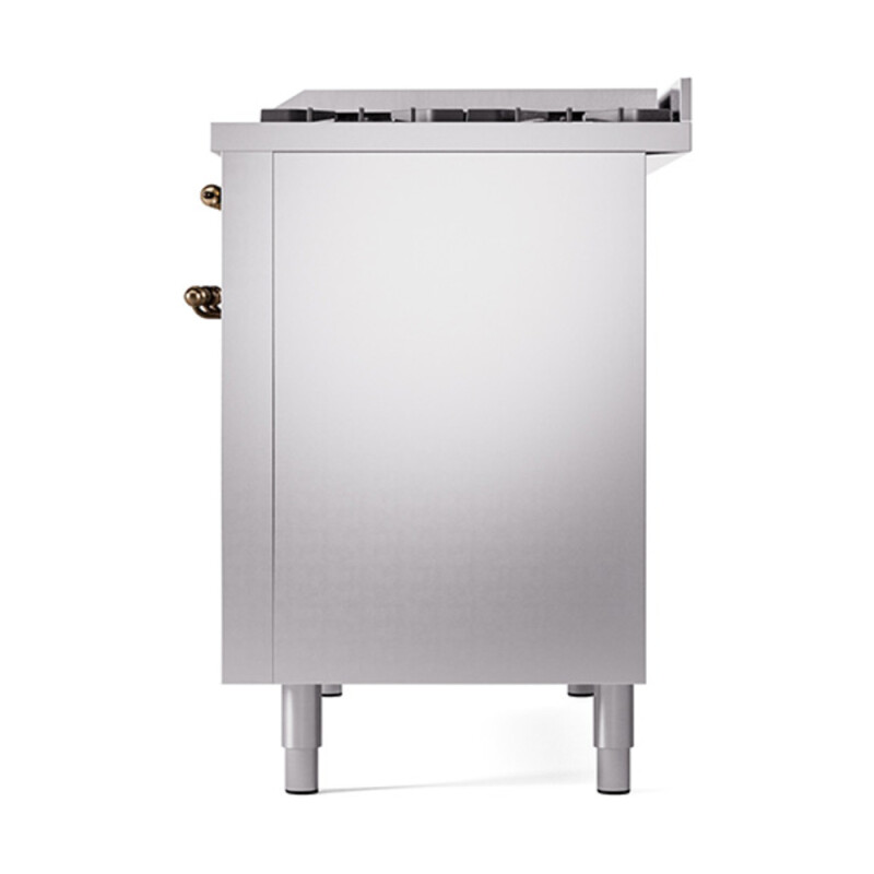 Nostalgie II Noblesse 48″ Dual Fuel Range (8 Sealed Burners + Griddle, Natural Gas, Solid Door, Stainless Steel, Burnished) UN48FQNMPSSB