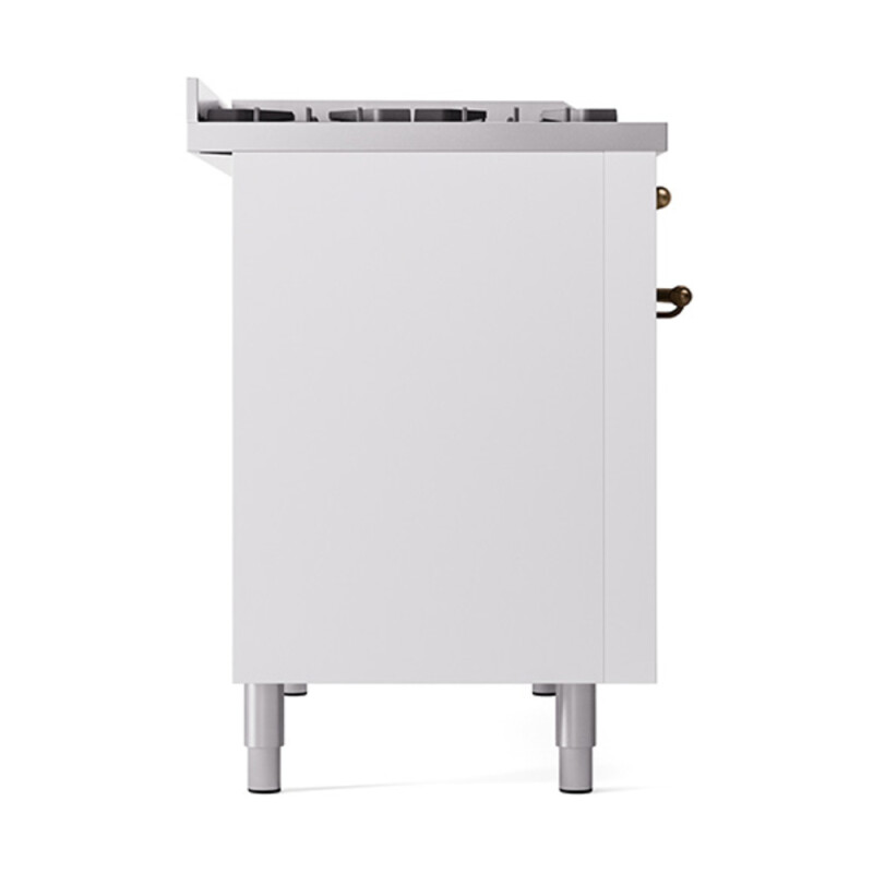 Nostalgie II Noblesse 48″ Dual Fuel Range (8 Sealed Burners + Griddle, Natural Gas, Solid Door, White, Burnished) UN48FQNMPWHB