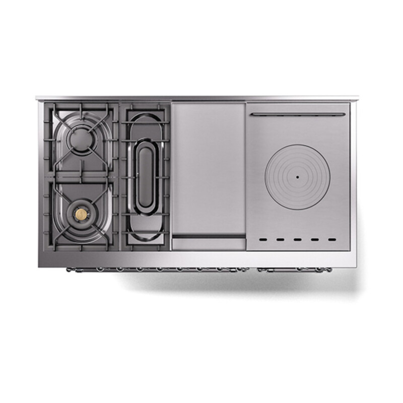 Nostalgie II Noblesse 48″ Dual Fuel Range (5 Sealed Burners + Griddle + French Top, Natural Gas, Triple Glass Door, Burgundy, Chrome) UN48FSNMPBUC