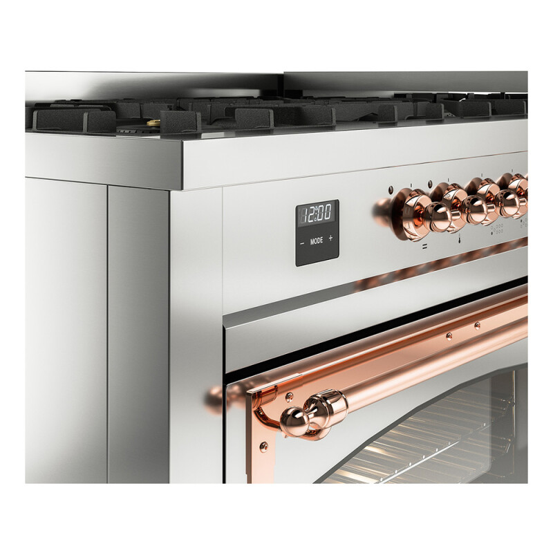 Nostalgie II Noblesse 60″ Dual Fuel Range      (9 Sealed Burners + Griddle, Natural Gas, Triple Glass Door, Stainless Steel, Copper) UN60FNMPSSP