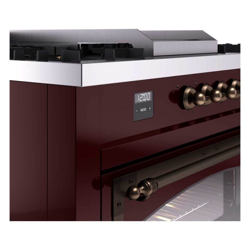 Nostalgie II Noblesse 60″ Dual Fuel Range (7 Sealed Burners + Griddle + French Top, Natural Gas, Triple Glass Door, Burgundy, Burnished) UN60FSNMPBUB