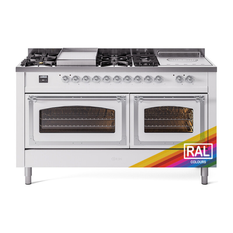 Nostalgie II Noblesse 60″ Dual Fuel Range (7 Sealed Burners + Griddle + French Top, Natural Gas, Triple Glass Door, RAL, Chrome) UN60FSNMPRAC