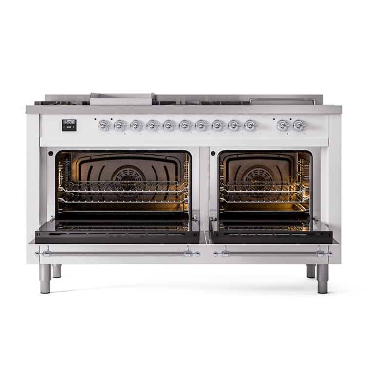 Nostalgie II Noblesse 60″ Dual Fuel Range (7 Sealed Burners + Griddle + French Top, Natural Gas, Triple Glass Door, RAL, Chrome) UN60FSNMPRAC