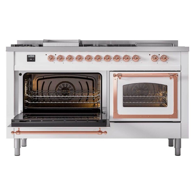 Nostalgie II Noblesse 60″ Dual Fuel Range (7 Sealed Burners + Griddle + French Top, Natural Gas, Triple Glass Door, RAL, Copper) UN60FSNMPRAP