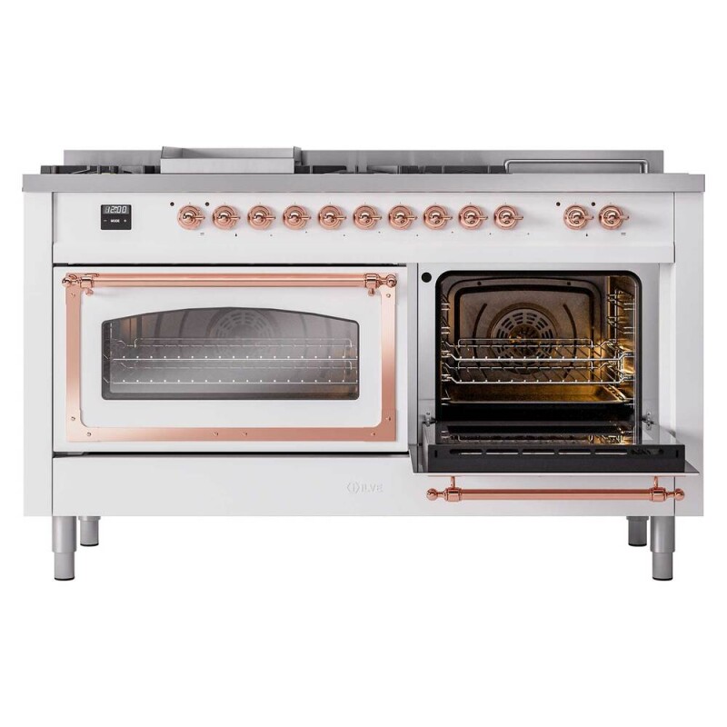 Nostalgie II Noblesse 60″ Dual Fuel Range (7 Sealed Burners + Griddle + French Top, Natural Gas, Triple Glass Door, RAL, Copper) UN60FSNMPRAP