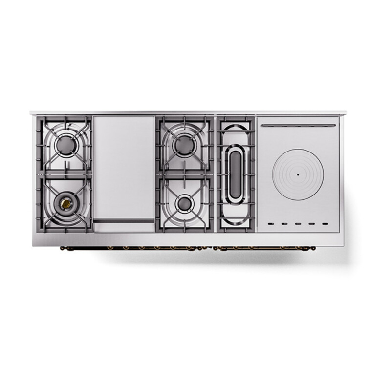 Nostalgie II Noblesse 60″ Dual Fuel Range      (7 Sealed Burners + Griddle + French Top, Natural Gas, Solid Door, Burgundy, Burnished) UN60FSQNMPBUB
