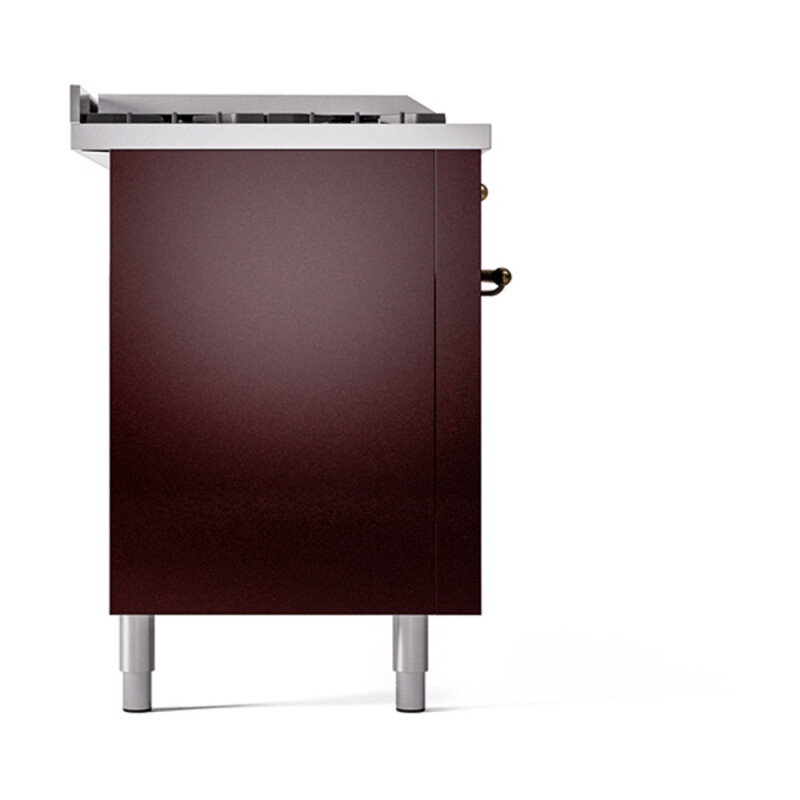 Nostalgie II Noblesse 60″ Dual Fuel Range      (7 Sealed Burners + Griddle + French Top, Natural Gas, Solid Door, Burgundy, Burnished) UN60FSQNMPBUB