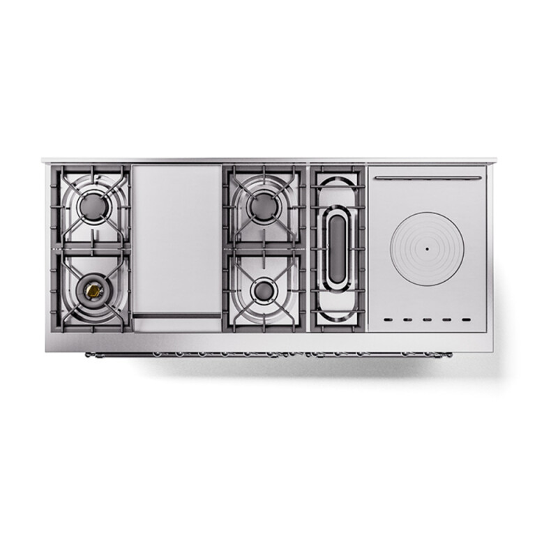 Nostalgie II Noblesse 60″ Dual Fuel Range (7 Sealed Burners + Griddle + French Top, Natural Gas, Solid Door, Midnight Blue, Chrome) UN60FSQNMPMBC