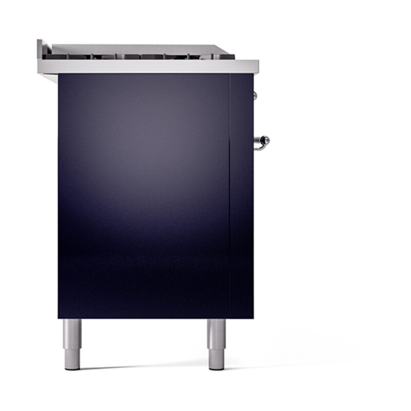 Nostalgie II Noblesse 60″ Dual Fuel Range (7 Sealed Burners + Griddle + French Top, Natural Gas, Solid Door, Midnight Blue, Chrome) UN60FSQNMPMBC