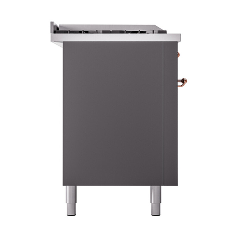Nostalgie II Noblesse 60″ Dual Fuel Range      (7 Sealed Burners + Griddle + French Top, Natural Gas, Solid Door, Graphite Matte, Copper) UN60FSQNMPMGP