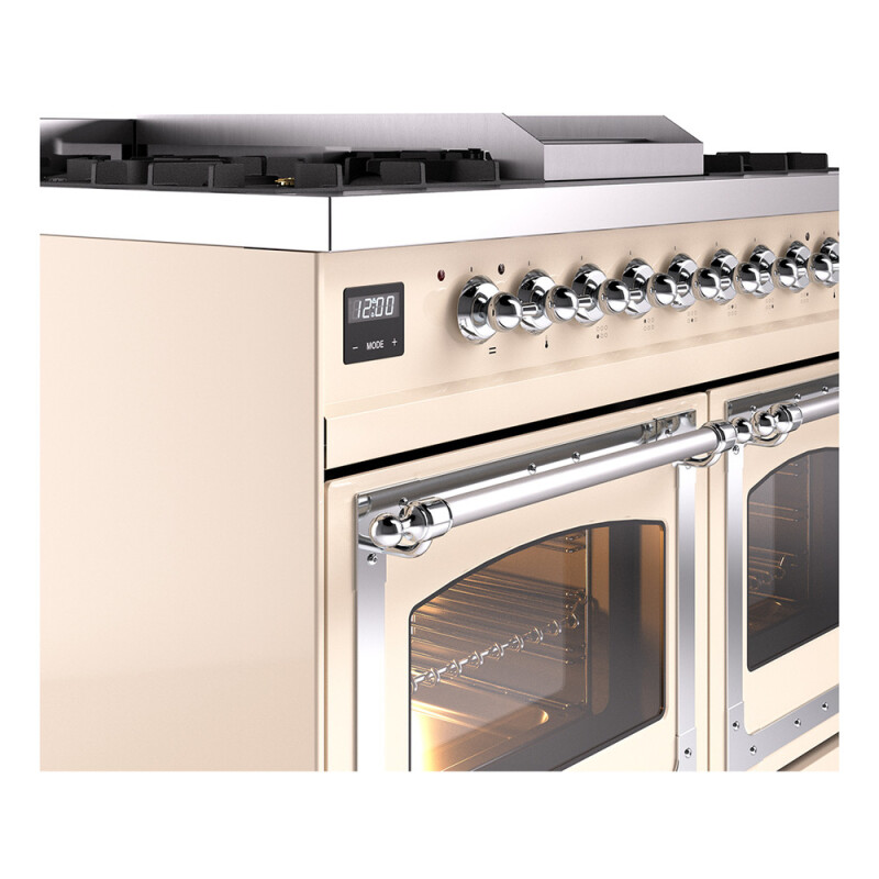 Nostalgie II Noblesse 40″ Dual Fuel Range (Natural Gas, Triple Glass Door, Antique White, Chrome) UND40FNMPAWC