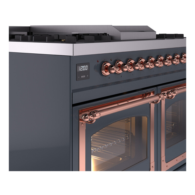 Nostalgie II Noblesse 40″ Dual Fuel Range (Natural Gas, Triple Glass Door, Blue Grey, Copper) UND40FNMPBGP