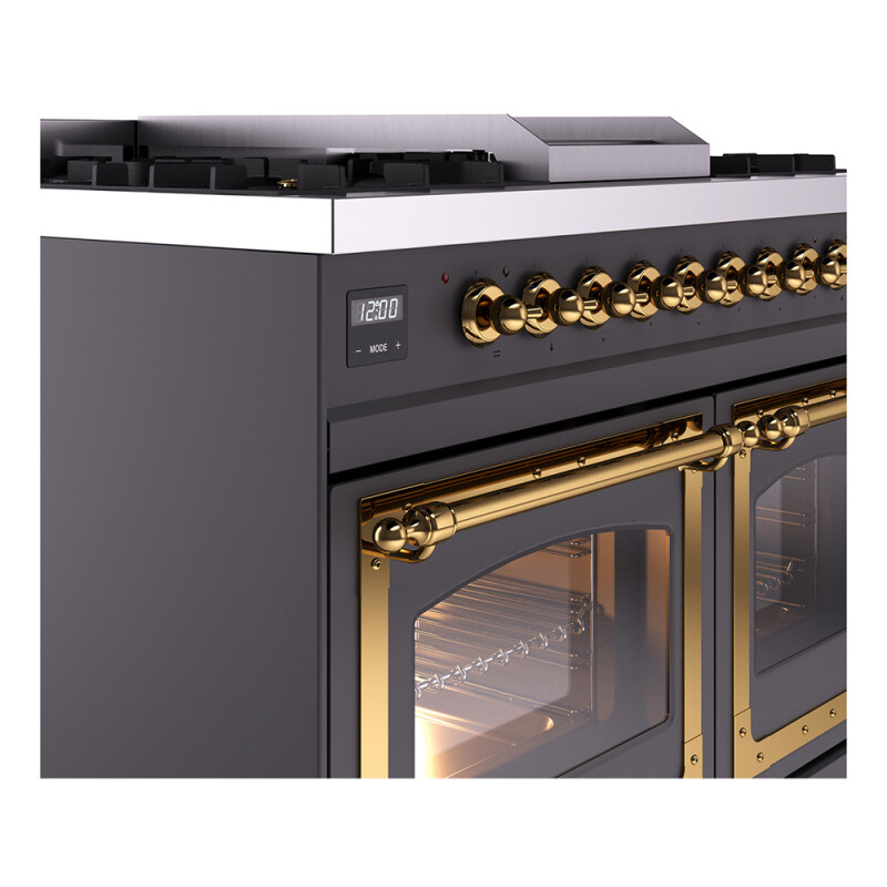 Nostalgie II Noblesse 40″ Dual Fuel Range (Natural Gas, Triple Glass Door, Graphite Matte, Brass) UND40FNMPMGG