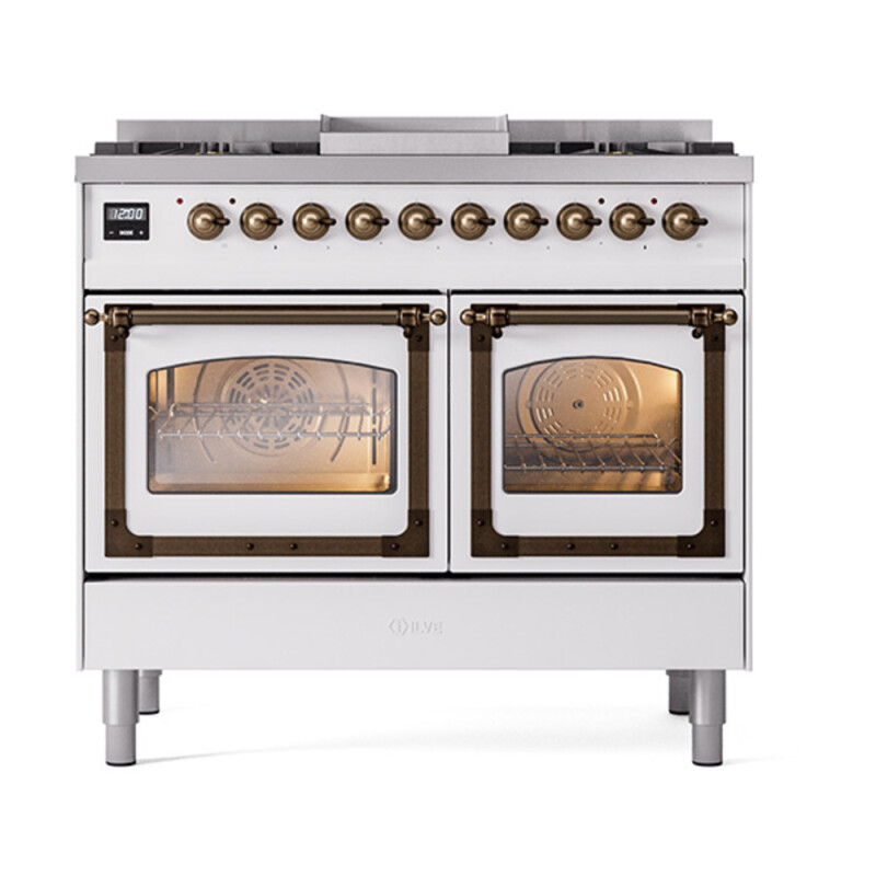 Nostalgie II Noblesse 40 inch Dual Fuel Range with 6 Burners UND40FNMPWHBLP
