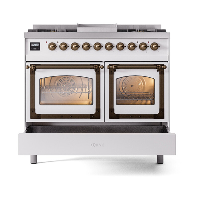 Nostalgie II Noblesse 40 inch Dual Fuel Range with 6 Burners UND40FNMPWHBLP