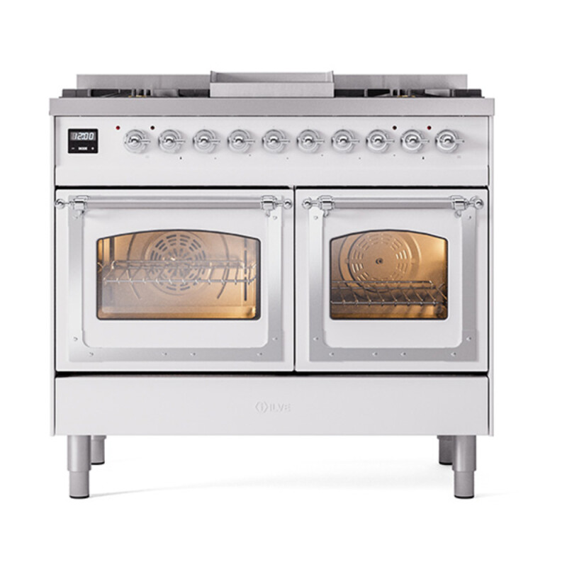 Nostalgie II Noblesse 40 inch Dual Fuel Range with 6 Burners UND40FNMPWHCLP
