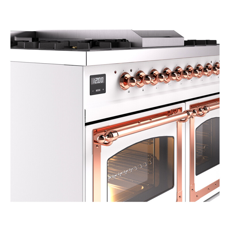 Nostalgie II Noblesse 40″ Dual Fuel Range (Natural Gas, Triple Glass Door, White, Copper) UND40FNMPWHP