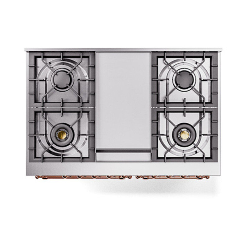 Nostalgie II Noblesse 40″ Dual Fuel Range (Natural Gas, Triple Glass Door, White, Copper) UND40FNMPWHP