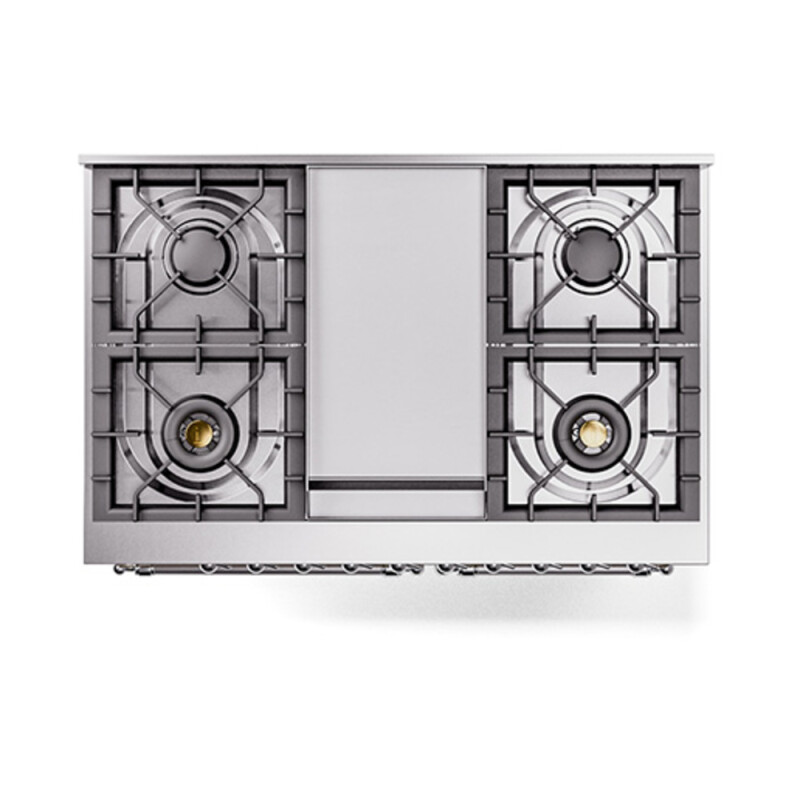 Nostalgie II Noblesse 40″ Dual Fuel Range (Natural Gas, Solid Door, Blue Grey, Chrome) UND40FQNMPBGC