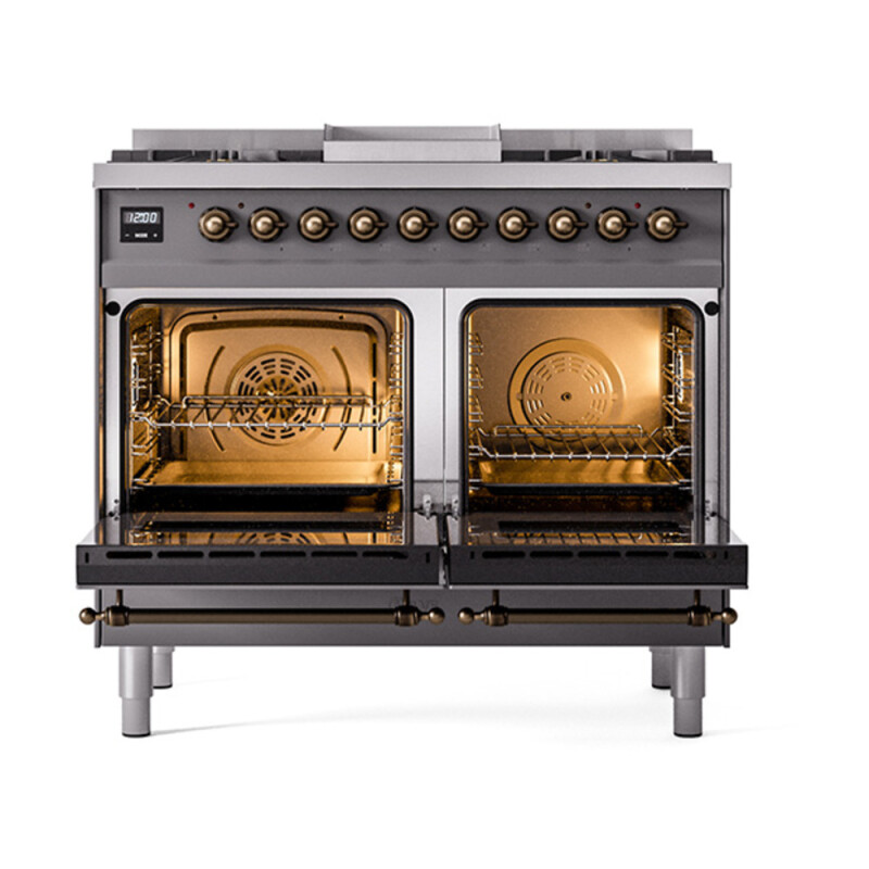 Nostalgie II Noblesse 40″ Dual Fuel Range (Natural Gas, Solid Door, Graphite Matte, Burnished) UND40FQNMPMGB