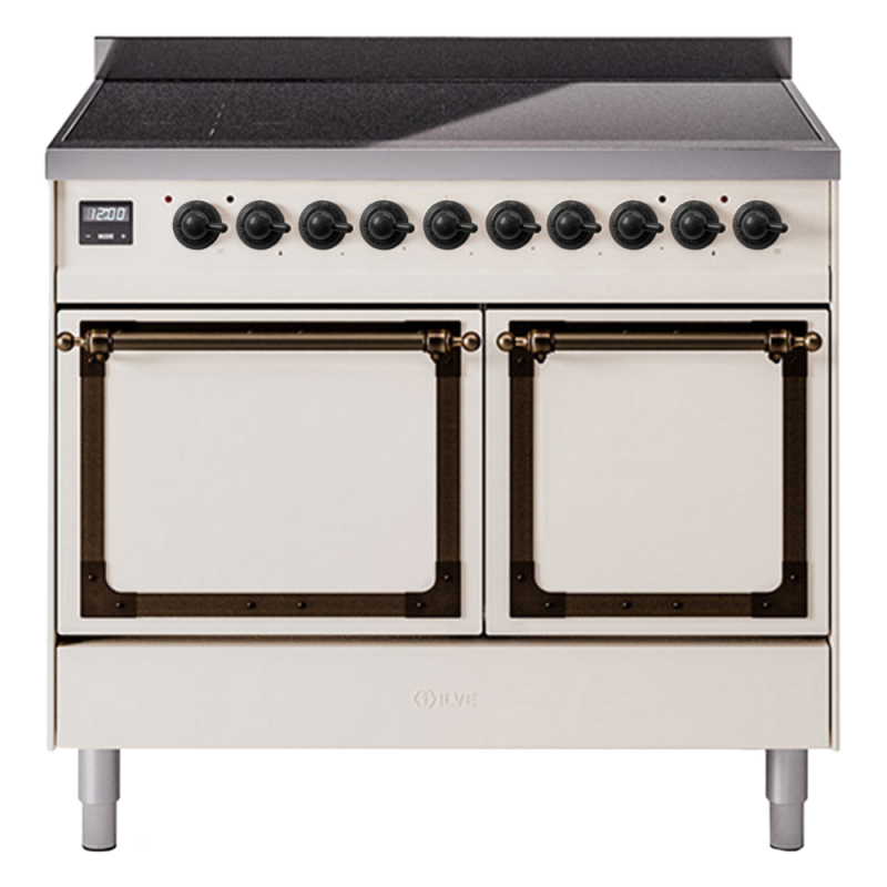 Nostalgie II Noblesse 40″ Induction Range (Solid Door, Antique White, Burnished) UNDI406QNMPAWB