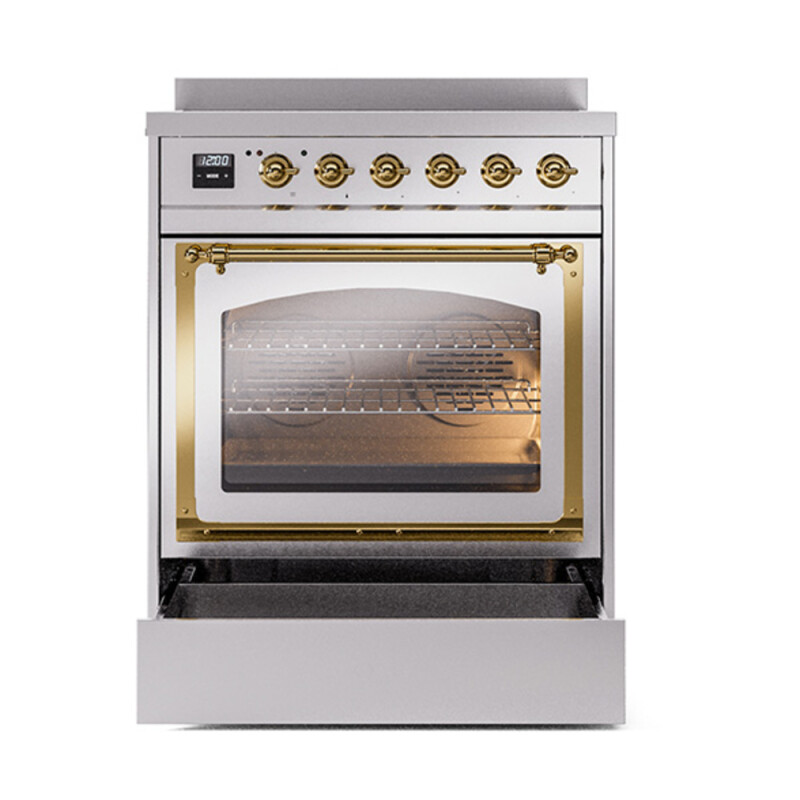 Nostalgie II Noblesse 30″ Induction Range (Triple Glass Door, Stainless Steel, Brass) UNI304NMPSSG