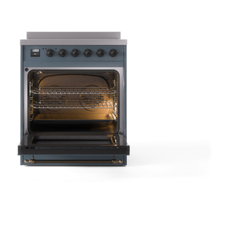 Nostalgie II Noblesse 30″ Induction Range (Solid Door, Blue Grey, Burnished) UNI304QNMPBGB
