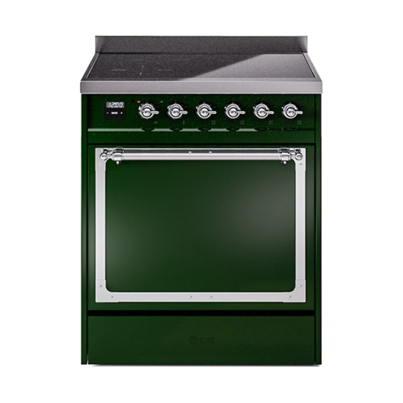 Nostalgie II Noblesse 30″ Induction Range (Solid Door, Emerald Green, Chrome) UNI304QNMPEGC