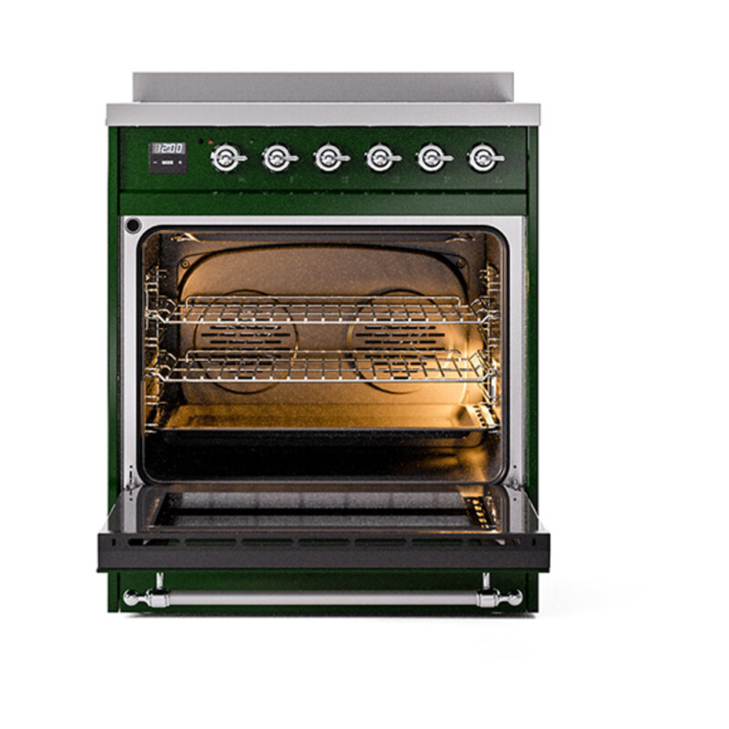 Nostalgie II Noblesse 30″ Induction Range (Solid Door, Emerald Green, Chrome) UNI304QNMPEGC