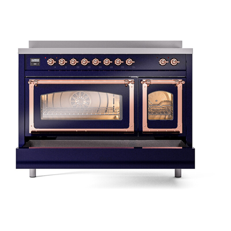 Nostalgie II Noblesse 48″ Induction Range (Triple Glass Door, Midnight Blue, Copper) UNI486NMPMBP