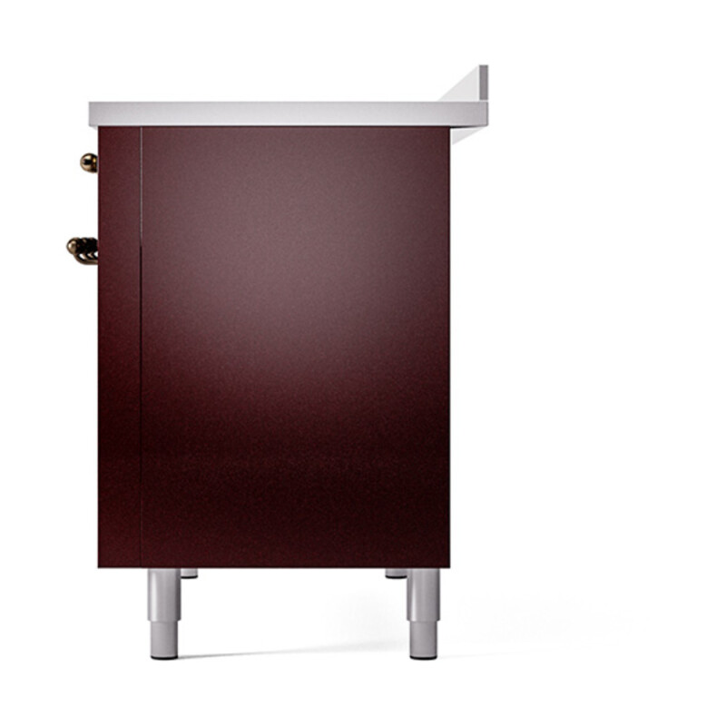 Nostalgie II Noblesse 48″ Induction Range (Solid Door, Burgundy, Burnished) UNI486QNMPBUB