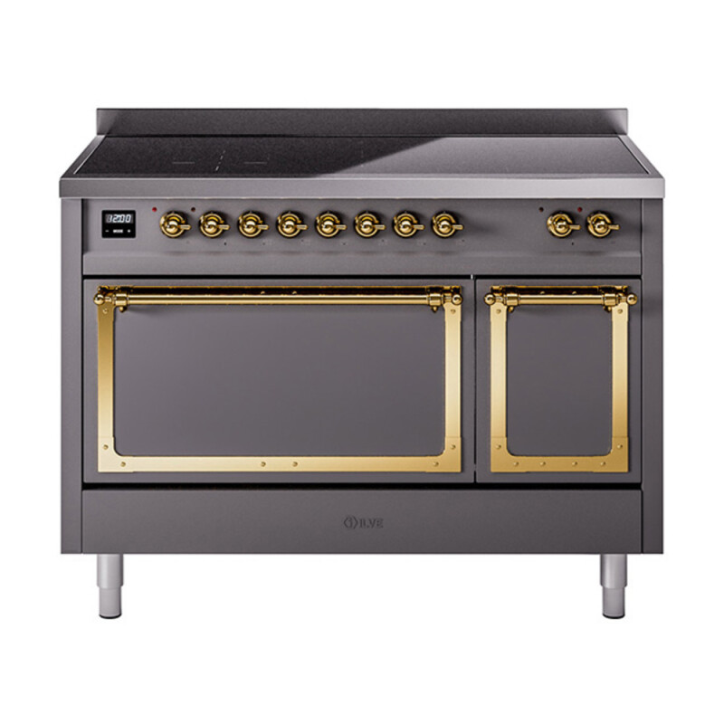 Nostalgie II Noblesse 48″ Induction Range (Solid Door, Graphite Matte, Brass) UNI486QNMPMGG
