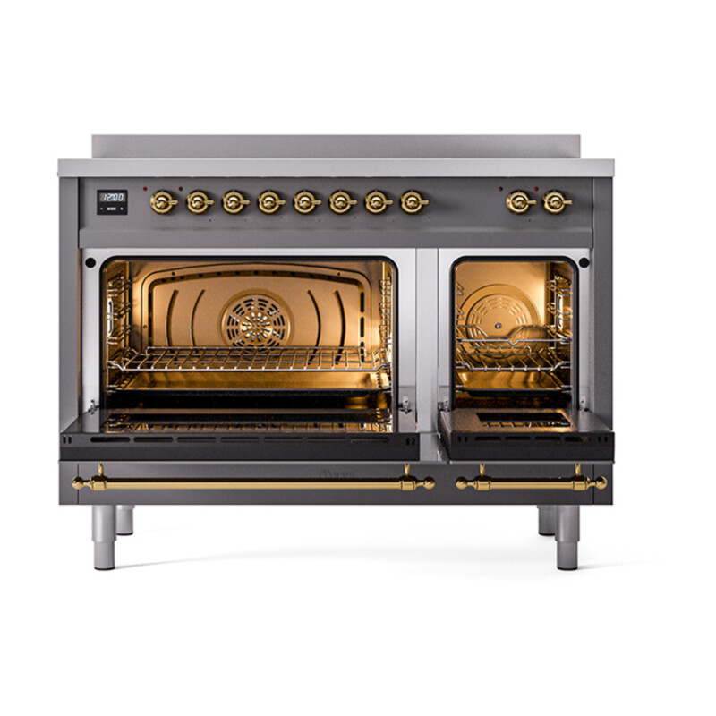 Nostalgie II Noblesse 48″ Induction Range (Solid Door, Graphite Matte, Brass) UNI486QNMPMGG