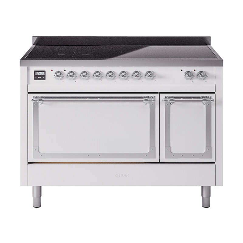 Nostalgie II Noblesse 48″ Induction Range (Solid Door, White, Chrome) UNI486QNMPWHC
