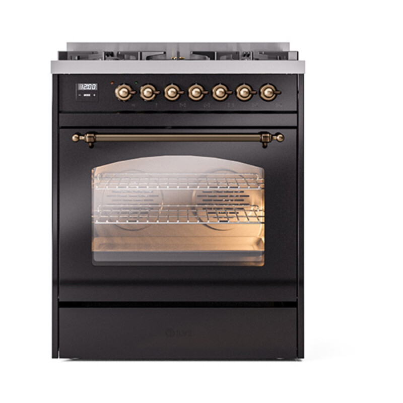 Nostalgie II 30 inch Dual Fuel Range with 5 Burners UP30NMPBKBLP